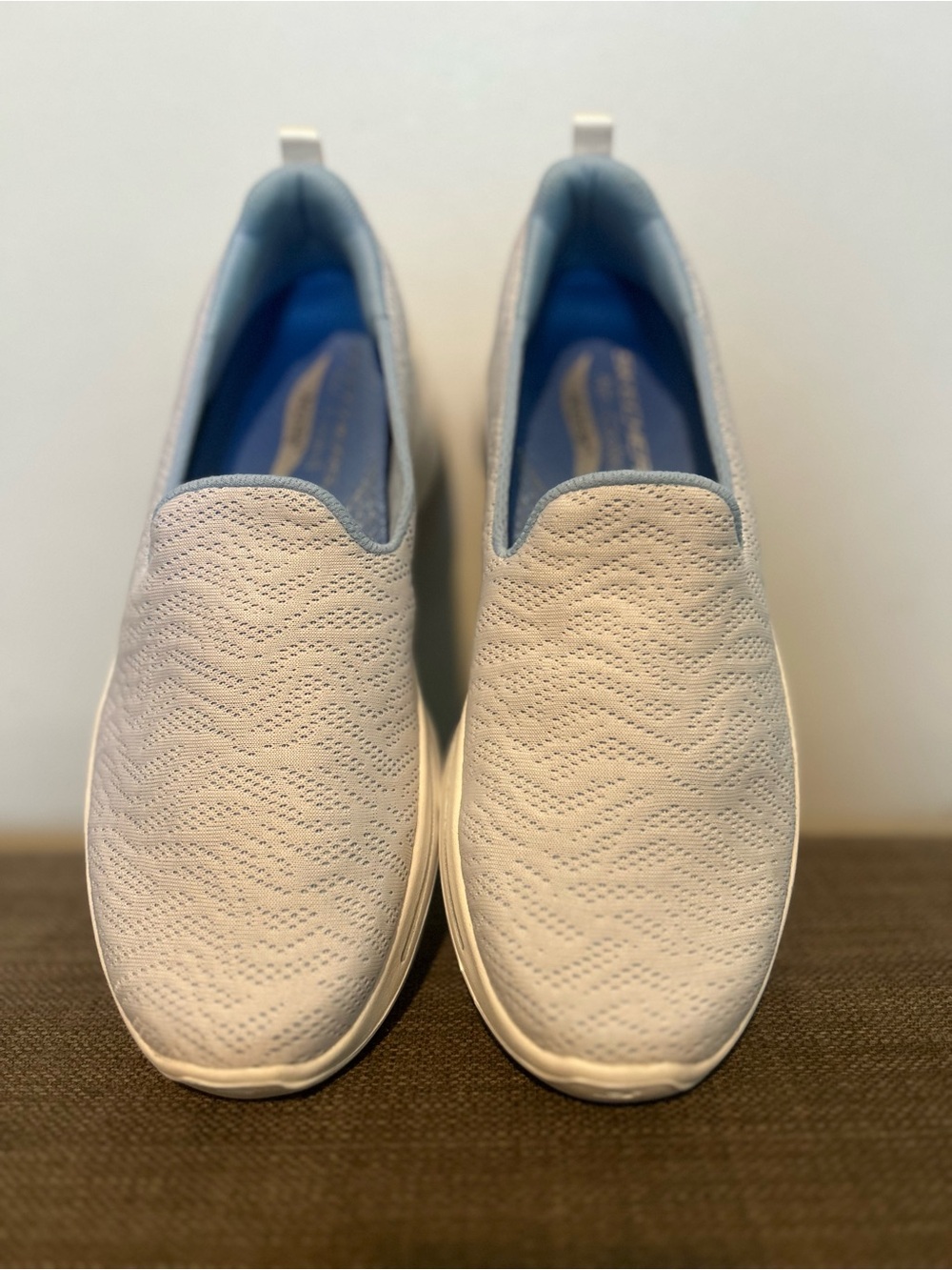 Skechers Wave-Textured Slip-On Sneakers in Light Blue - Picture 1 of 8